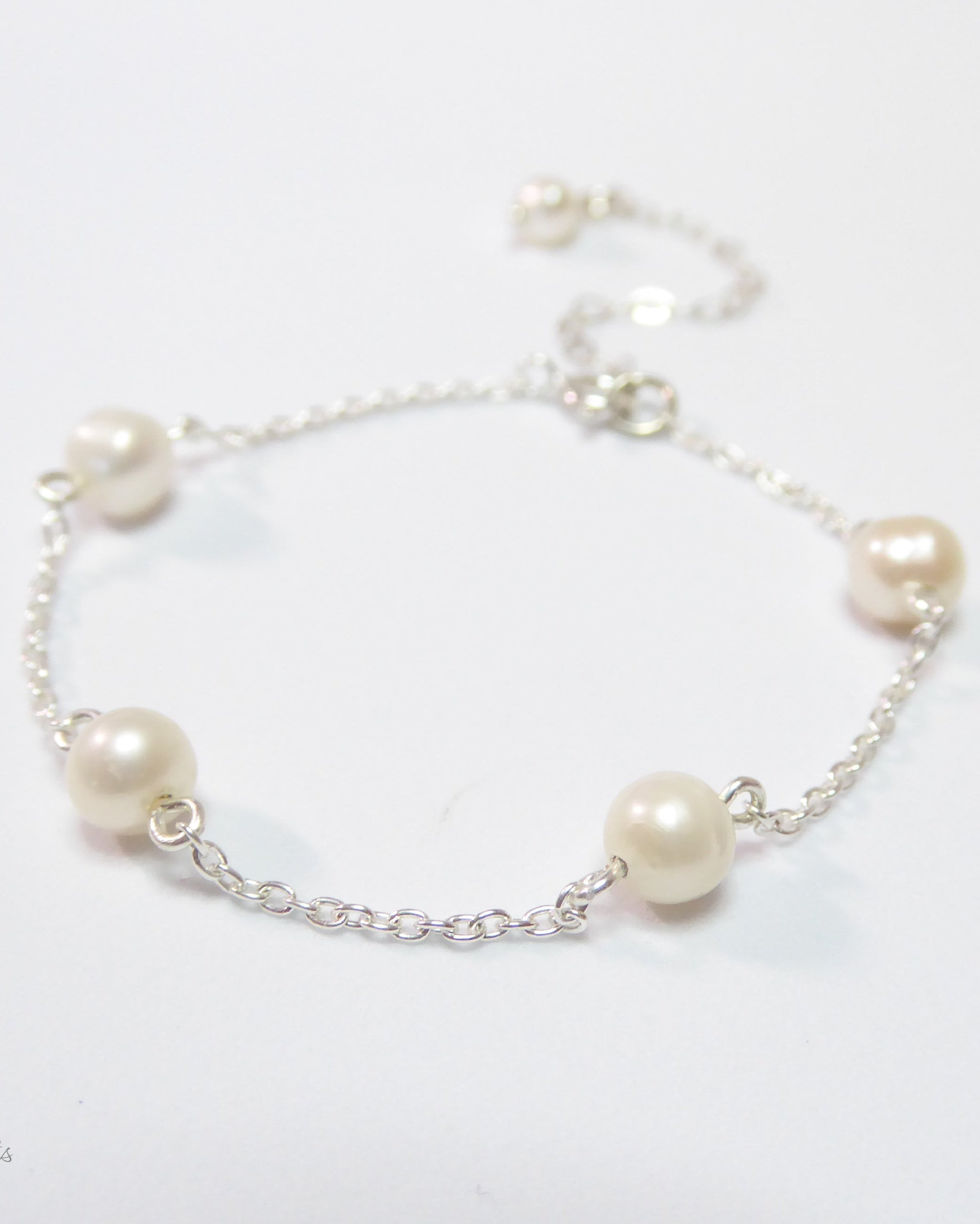 Sterling Silver Freshwater Pearl Bracelet For Women - Adjustable Length