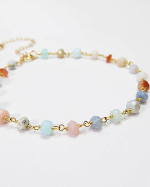 Adjustable Multi Color Peruvian Opal Bracelet For Women - Sterling Silver or Gold