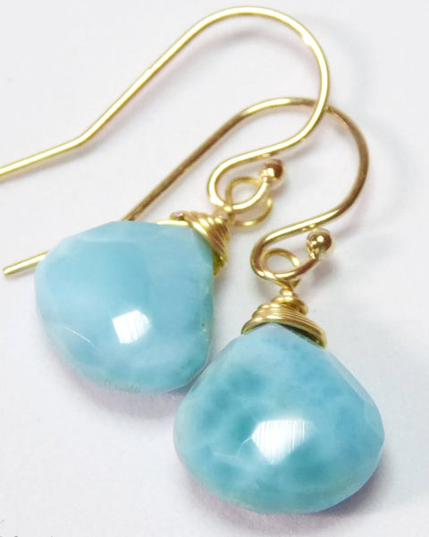 Teardrop Larimar Earrings For Women - Sterling Silver or 14k Gold Fill