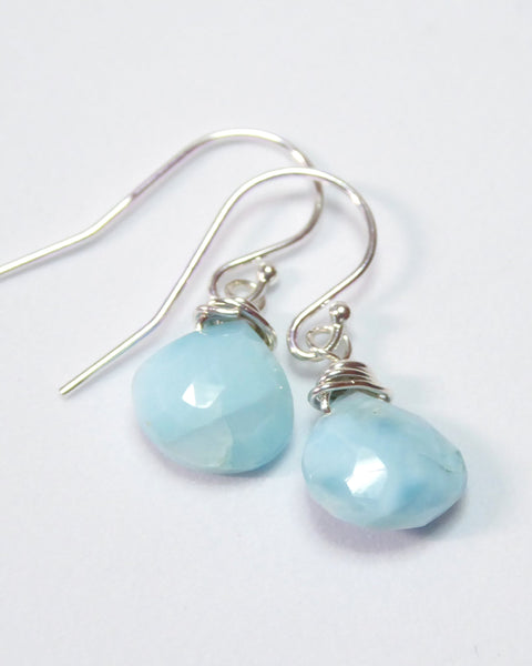 Teardrop Larimar Earrings For Women - Sterling Silver or 14k Gold Fill