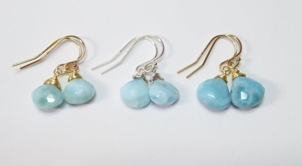 Teardrop Larimar Earrings For Women - Sterling Silver or 14k Gold Fill