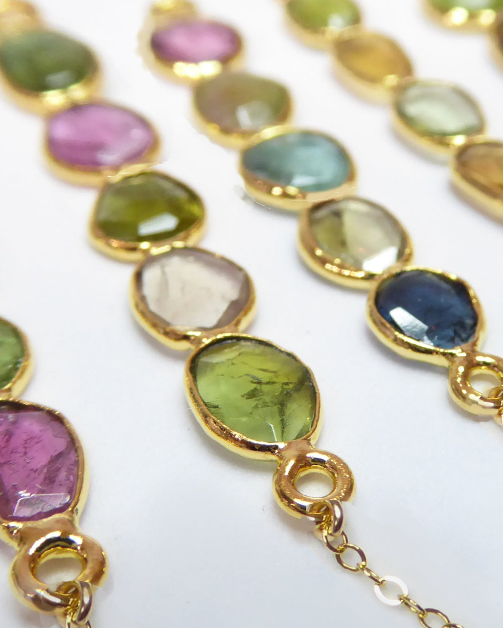 Tourmaline Lariat Necklace For Women With Mixed Colors