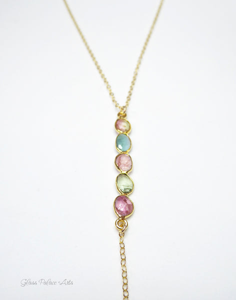 Tourmaline Necklace For Women With Mixed Colors
