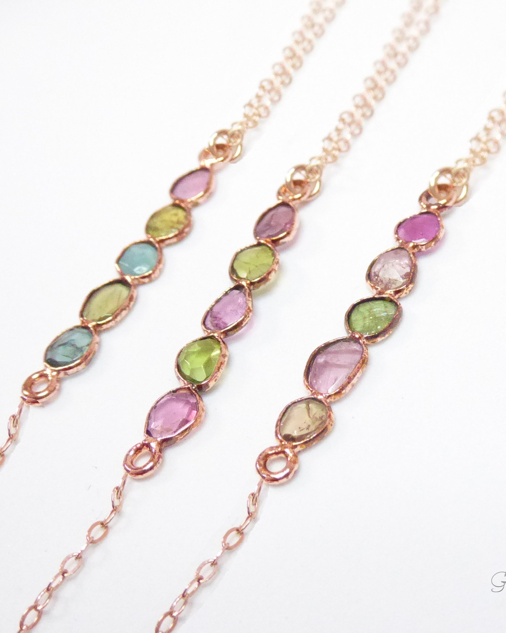 Tourmaline Lariat Necklace For Women With Mixed Colors