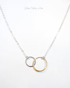 Silver and Gold Mixed Metal Infinity Circle Necklace For Women
