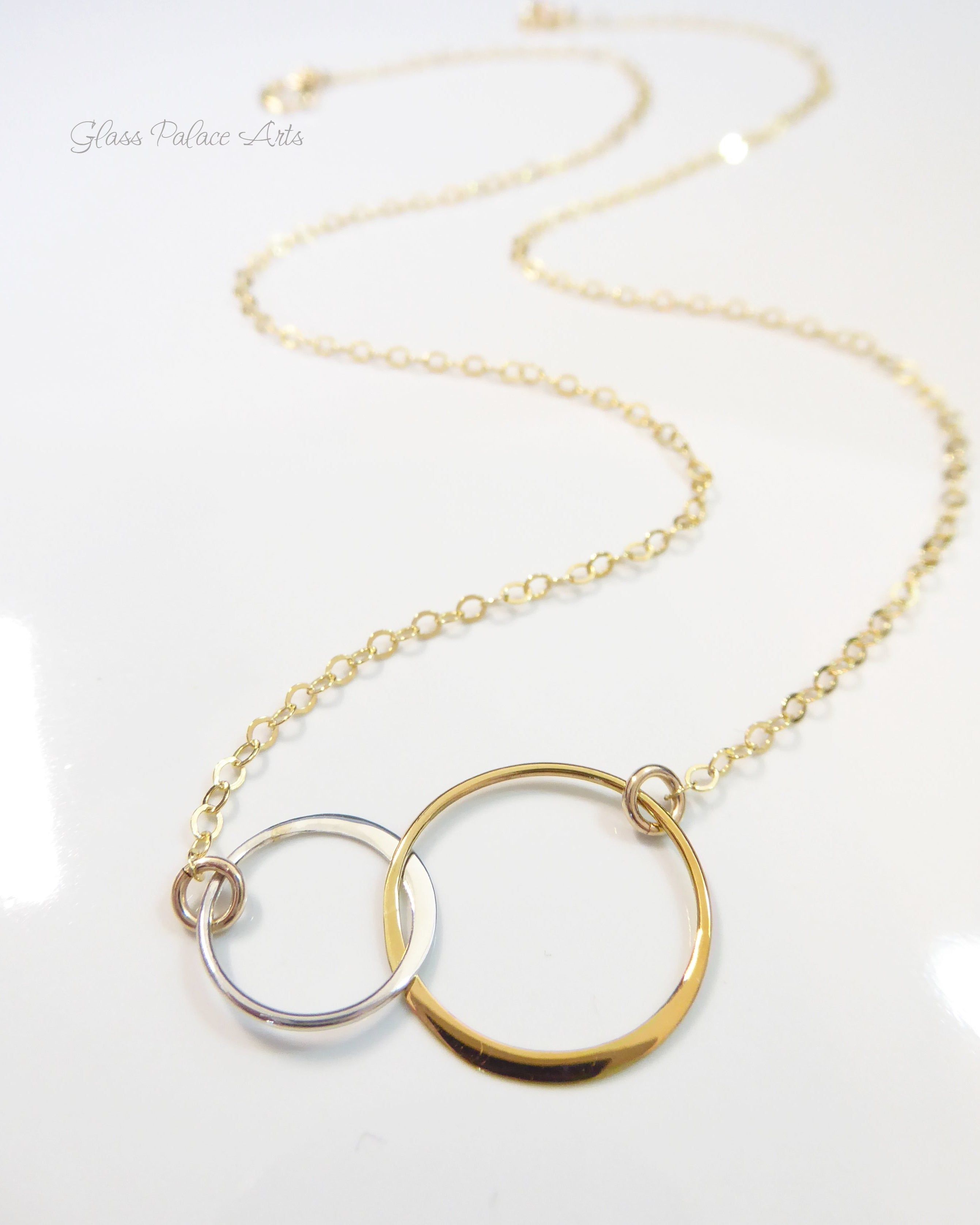 Silver and Gold Mixed Metal Infinity Circle Necklace For Women