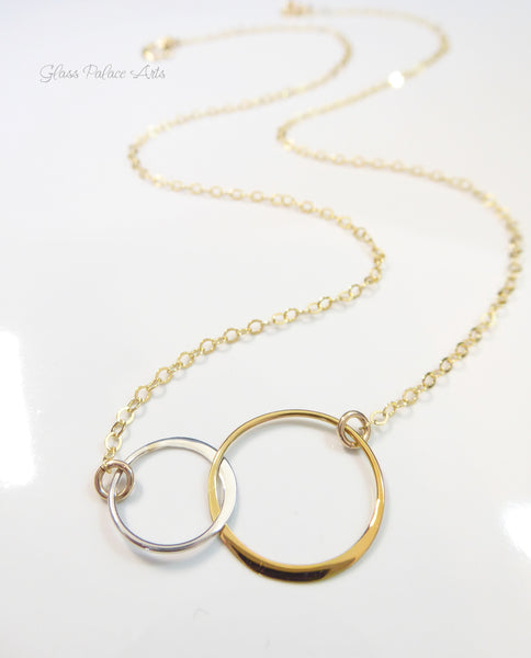 Mixed Metal Infinity Circle Necklace For Women