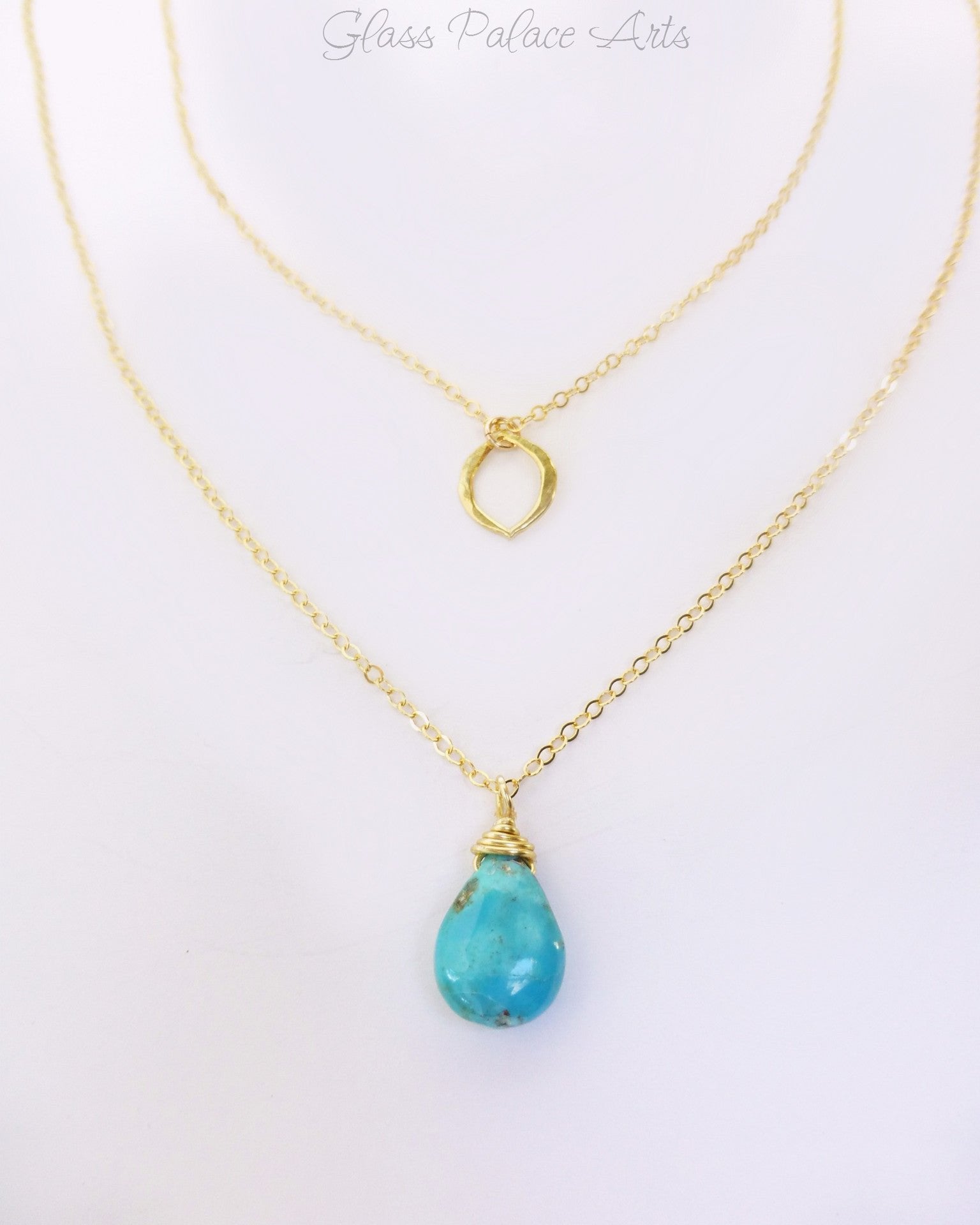 Sleeping Beauty Turquoise Multi Strand Necklace - Sterling Silver or 14k Gold Fill