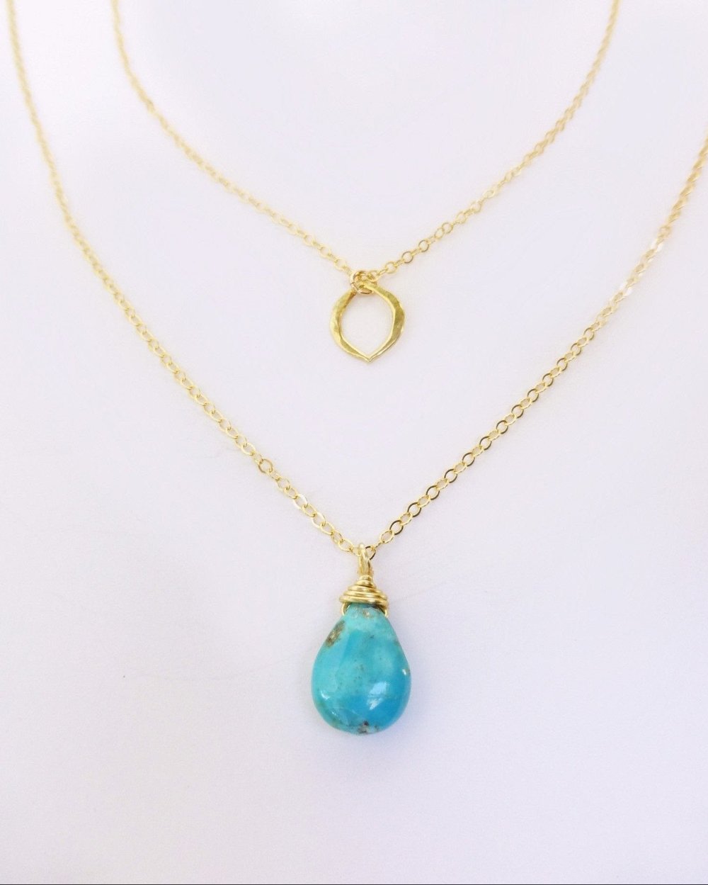 Sleeping Beauty Turquoise Multi Strand Necklace - Sterling Silver or 14k Gold Fill