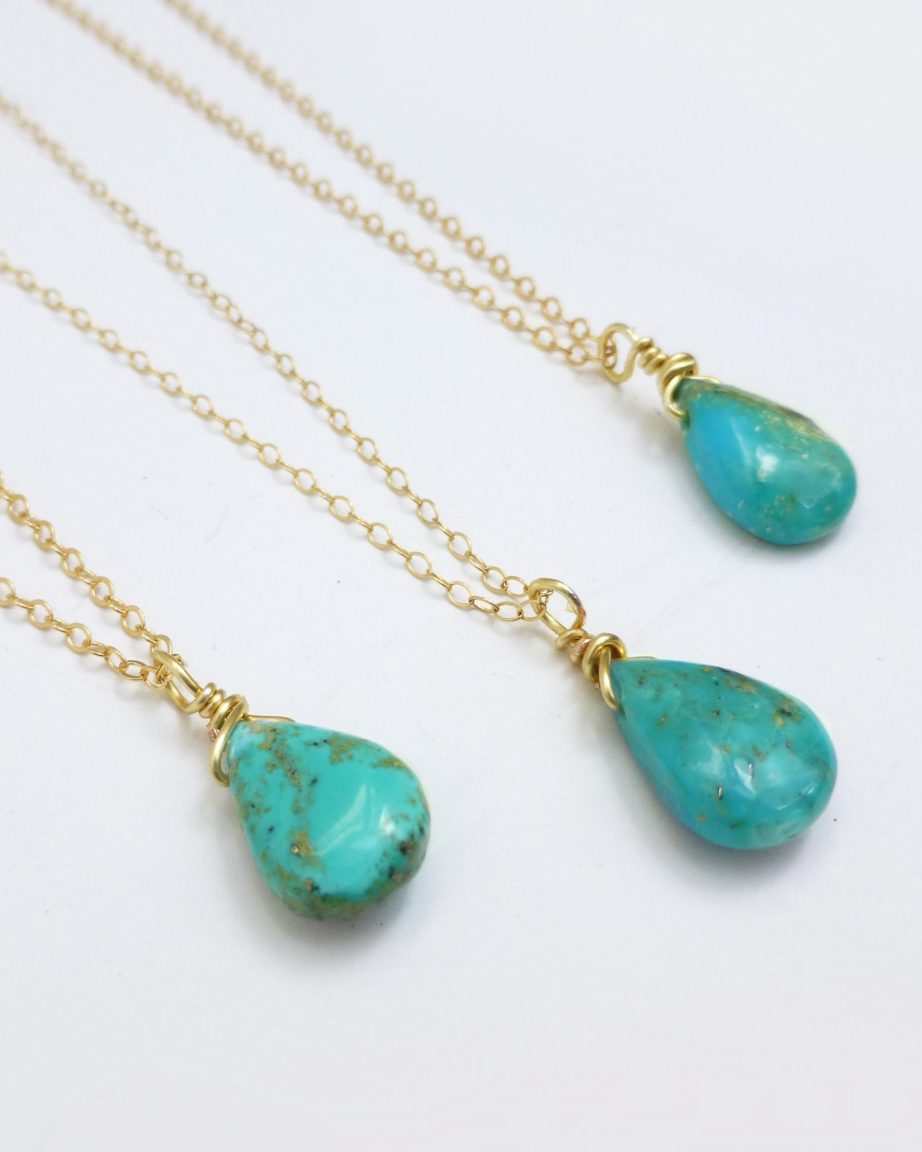 Sleeping Beauty Turquoise Multi Strand Necklace - Sterling Silver or 14k Gold Fill