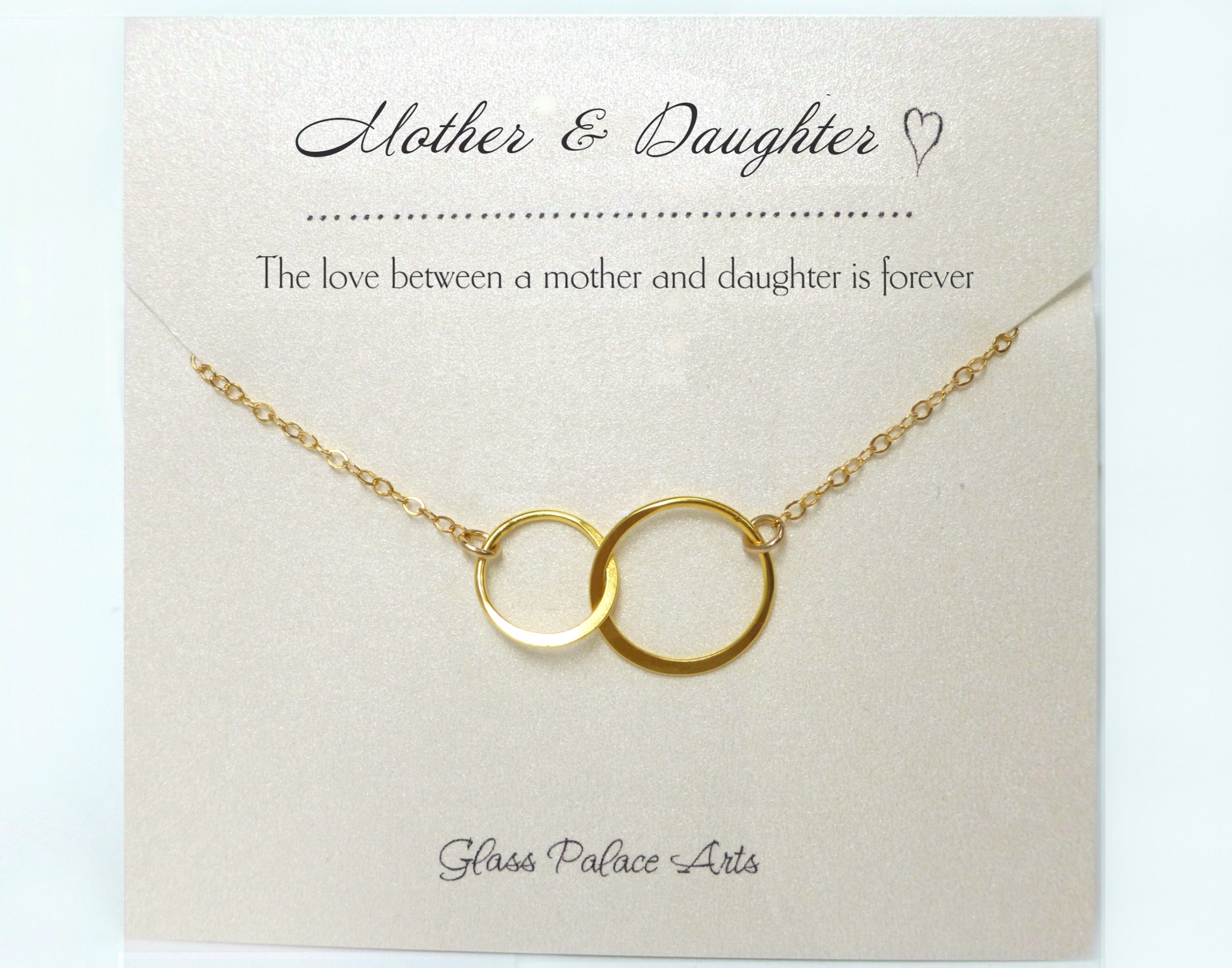 Infinity Necklace With Interlocking Circles On Mother Daughter Message Card