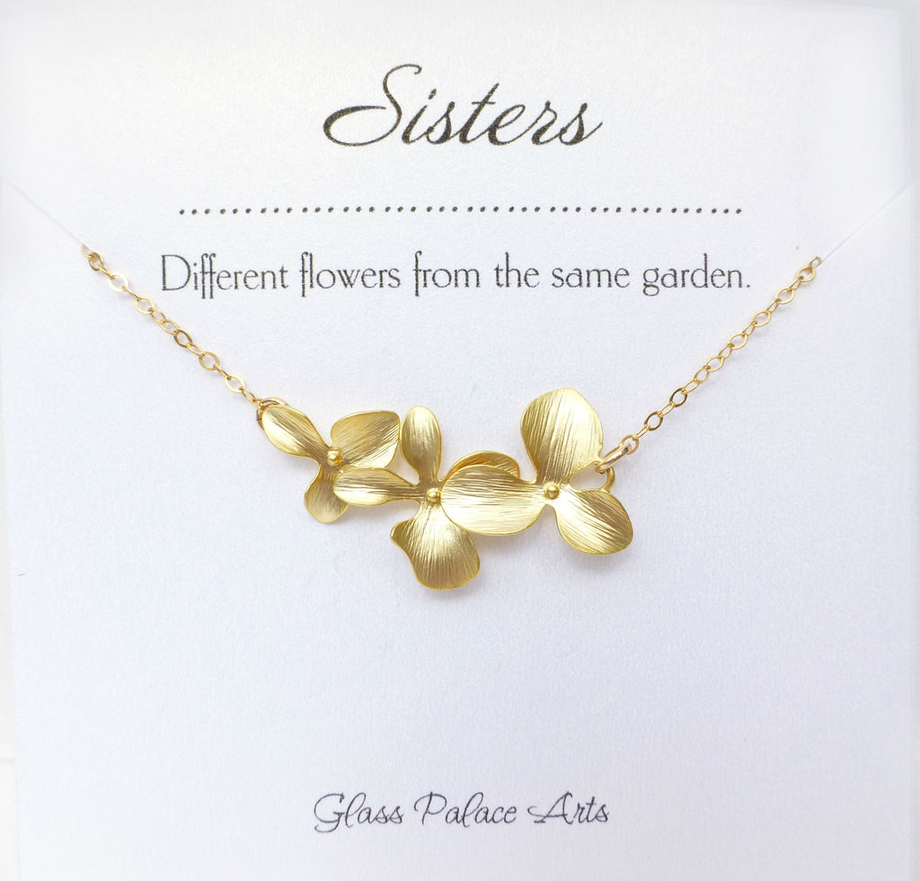 Orchid Flower Necklace With Sister Note Card