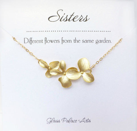 Orchid Flower Necklace With Sister Note Card