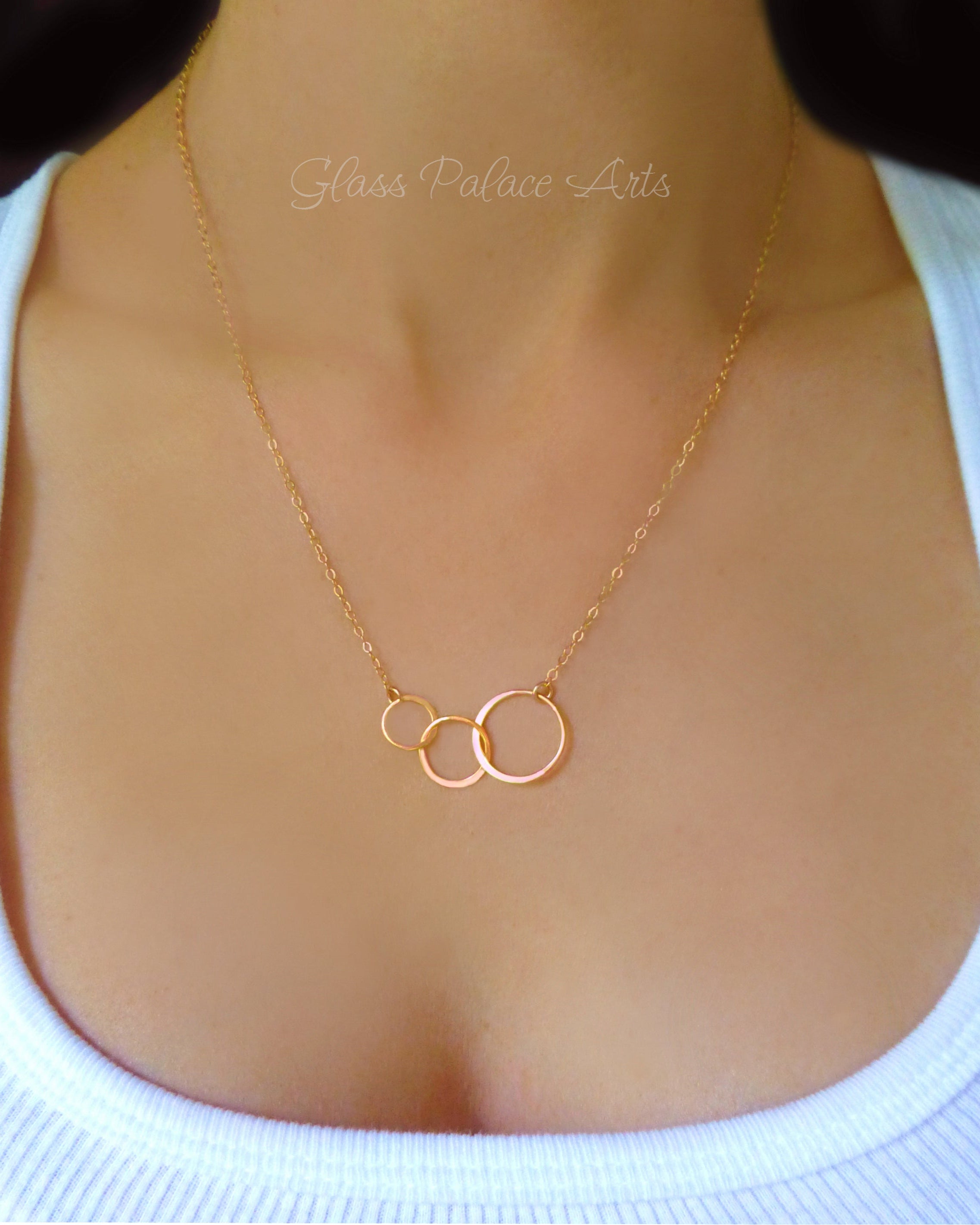 Rose Gold Three Circle Infinity Necklace For Women