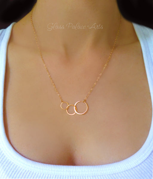 Sterling Silver Triple Linked Infinity Necklace With Three Small Circles