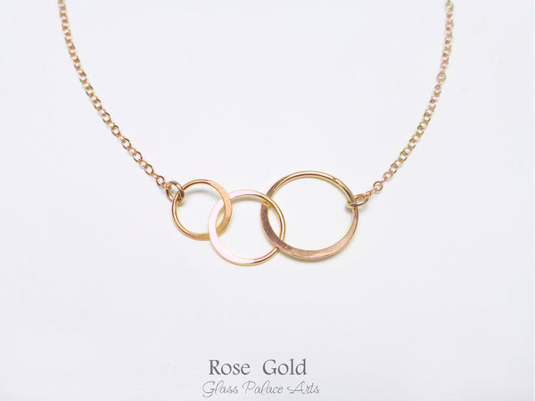 Sterling Silver Triple Linked Infinity Necklace With Three Small Circles