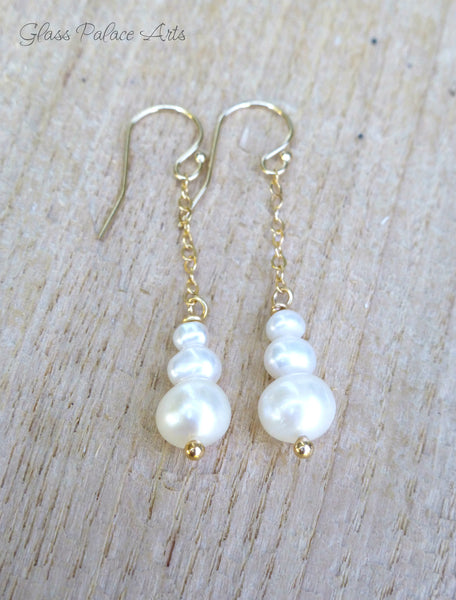 Genuine Freshwater Pearl Dangle Earrings - Sterling Silver, 14k Gold Fill or Rose Gold Fill