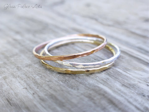 Hammered Stacking Rings - Silver, 14k Gold Fill or Rose Gold Fill