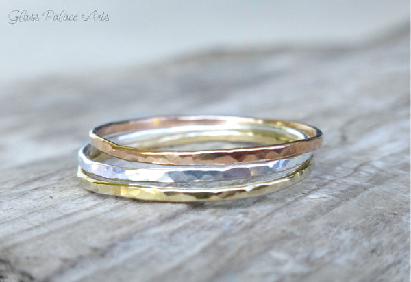Hammered Stacking Rings - Silver, 14k Gold Fill or Rose Gold Fill