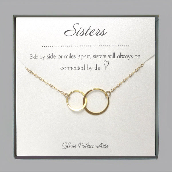 Infinity Circle Necklace For Sisters - Sterling Silver, Gold or Rose Gold