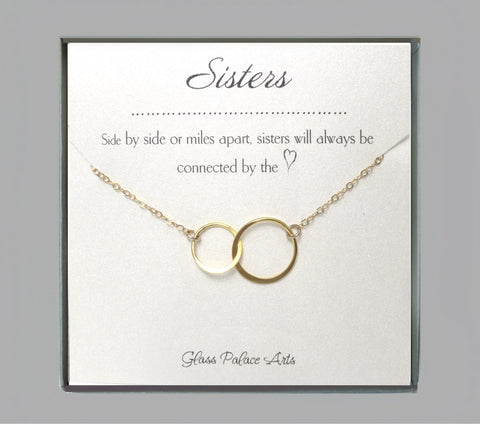 Infinity Circle Necklace For Sisters - Sterling Silver, Gold or Rose Gold