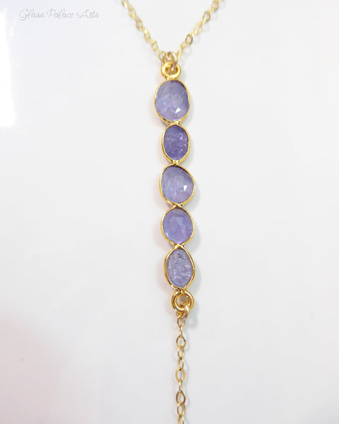 Tanzanite Lariat Pendant Necklace For Women