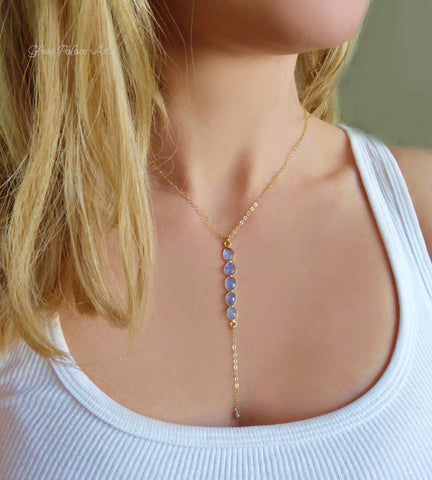 Tanzanite Lariat Pendant Necklace For Women