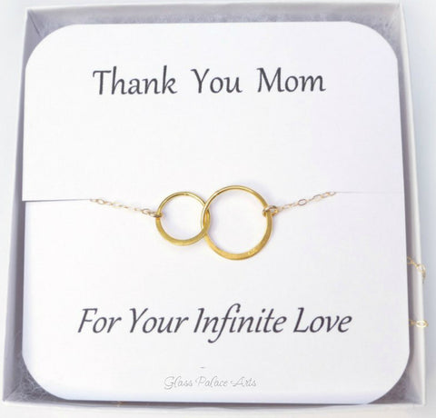 Mom Necklace with Infinity Pendant - With Personalized Thank You Card