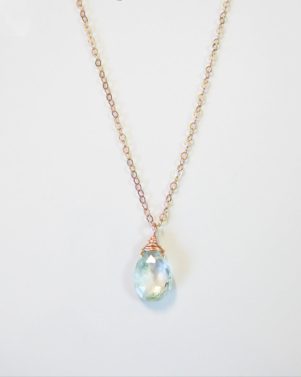 Genuine Aquamarine Teardrop Necklace ~ March Birthstone Gemstone Jewelry