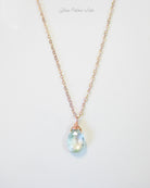 Genuine Aquamarine Teardrop Necklace ~ March Birthstone Gemstone Jewelry