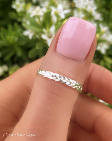 Braided Sterling Silver Ring, Triple Weaved 2.5mm Ring