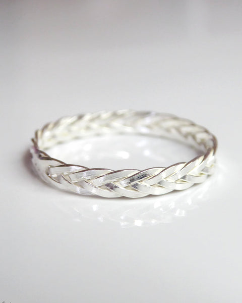 Braided Sterling Silver Ring, Triple Weaved 2.5mm Ring