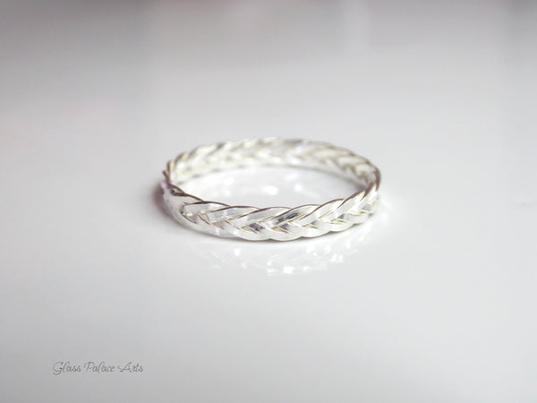 Braided Sterling Silver Ring, Triple Weaved 2.5mm Ring