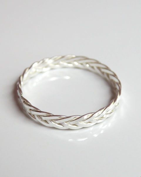 Braided Sterling Silver Ring, Triple Weaved 2.5mm Ring