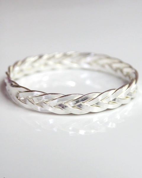 Braided Sterling Silver Ring, Triple Weaved 2.5mm Ring