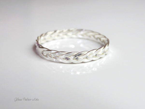 Braided Sterling Silver Ring, Triple Weaved 2.5mm Ring