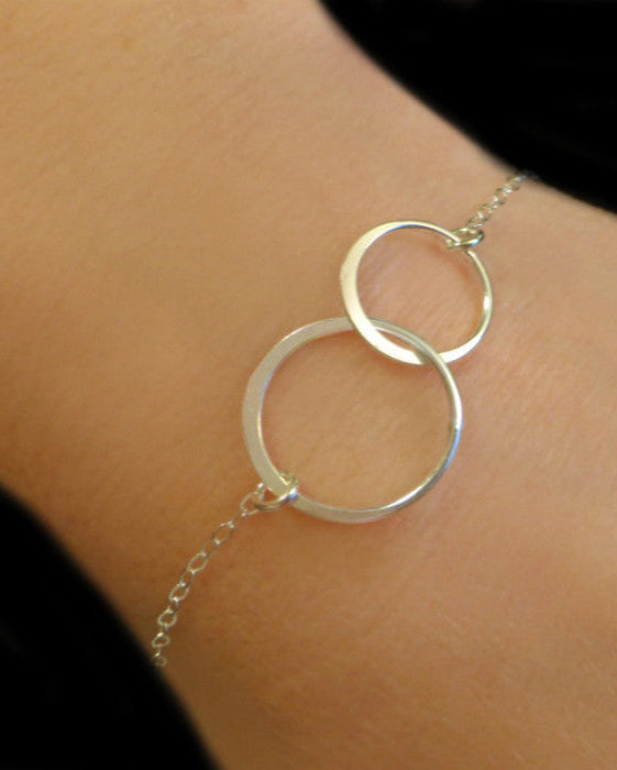 Interlocking Circle Infinity Bracelet For Women, Sterling Silver, Gold or Rose Gold