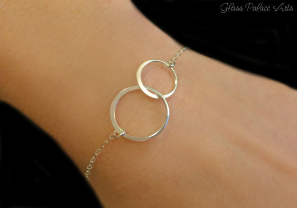 Interlocking Circle Infinity Bracelet For Women, Sterling Silver, Gold or Rose Gold