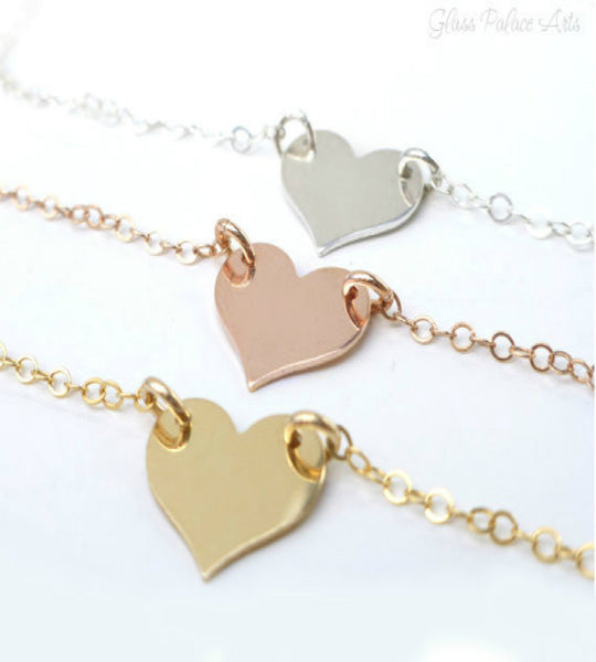 Small Personalized Heart Necklace - With Monogram Lettering