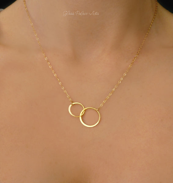Infinite Love Necklace For Mom With Interlocking Circles - Sterling Silver, 14k Gold Fill, Rose Gold