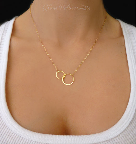 Double Circle Infinity Necklace For Mom With Notecard - Sterling Silver, Gold, Rose Gold