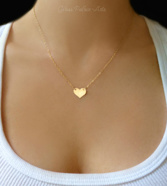Small Personalized Heart Necklace - With Monogram Lettering
