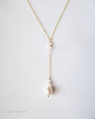 Freshwater Pearl And Herkimer Diamond Lariat Necklace