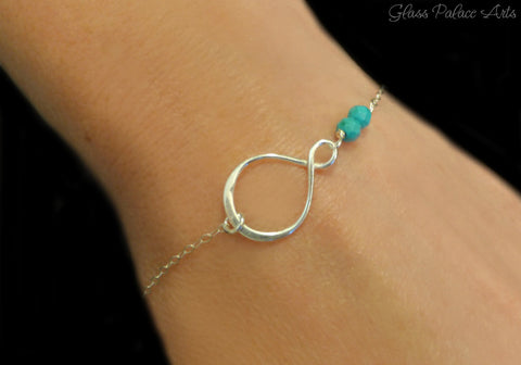 Beaded Turquoise Infinity Bracelet For Women - Sterling Silver or Gold