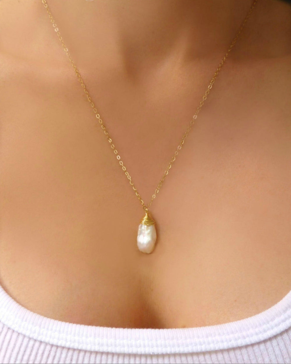 Baroque Freshwater Pearl Pendant Necklace Gold, Rose Gold Or Sterling Silver