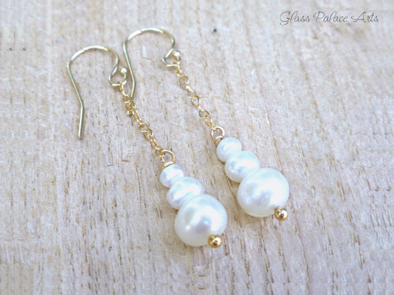 Genuine Freshwater Pearl Dangle Earrings - Sterling Silver, 14k Gold Fill or Rose Gold Fill