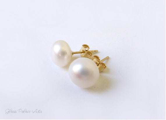Freshwater Pearl Stud Earrings For Women - Sterling Silver, 14k Gold Fill