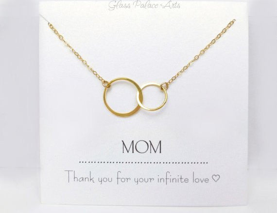 Infinity Bracelet Gift For Mom With Personalized Card - Sterling Silver, Gold or Rose Gold