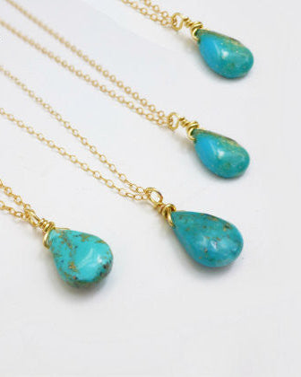 Genuine Sleeping Beauty Turquoise Teardrop Necklace