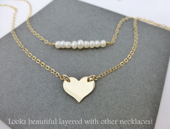 Dainty Layering Pearl Strand Necklace For Women - Sterling Silver, 14k Gold Fill or Rose Gold Fill